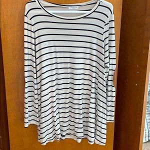 Chic Soul Striped Tunic with Elbow Patches 1X